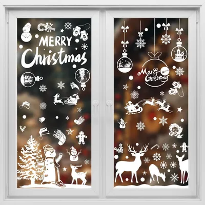 Produktbild von Fensterbilder Weihnachten Selbstklebend 256 Stück Schneeflocken PVC Wiederverwendbar Wasserdicht