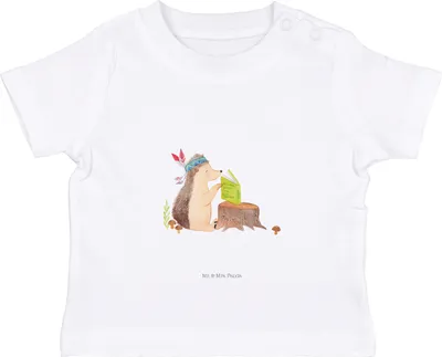 Produktbild von Mr. & Mrs. Panda Babyshirt Igel Federschmuck 12. - 18. Monat - Weiß - Geschenk, Camping, Öko Baby T-Shirt, Kinder, Lagerfeuer, , Organic, Top, Tiere, Abenteuer