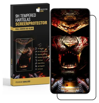 A product box for a screen protector is shown next to a smartphone displaying a graphic.