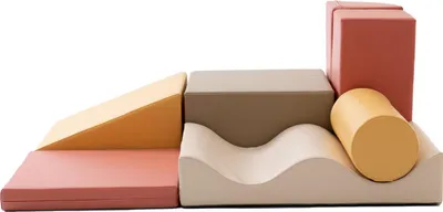 A set of colorful foam building blocks for children.