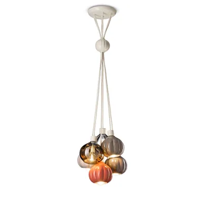 Zdjęcie produktu dla Żyrandol Afoxe 'Vintage Deco Mix Aluminium Ceramika Szkło 6 Świateł E14