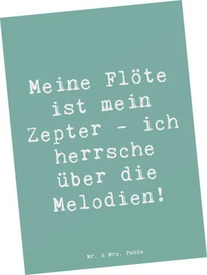 Produktbild von Mr. & Mrs. Panda Postkarte Spruch Flötenzauber - Meeresbrise - Geschenk, Flötist, Melodie, kunstkarte, Spielen lernen, Ansichtskarte, Musikinstrument, Musik, Instrument