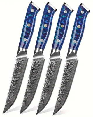 Obrázok produktu pre Sada 4 kvalitných nožov na steak s ostrými čepeľami a elegantnými rukoväťami