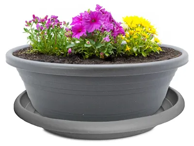 Immagine prodotto di Fioriera con sottovaso 35 cm per esterni grigio