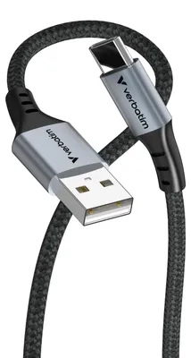 Zdjęcie produktu dla Verbatim 31843, 1,2 m, USB A, USB C, USB 2.0, 0,48 Gbit/s, Czarny