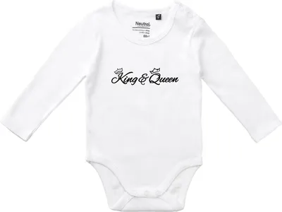 Produktbild von Huuraa Baby Body King & Queen Krone 68 White  Baumwolle Fairtrade Langarmbody Geschenkidee