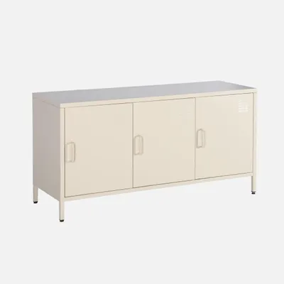 Produktbild von sweeek - Industrielles TV-Möbel aus Metall mit 3 Türen, 120 cm - Creme