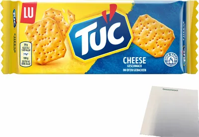 Produktbild von TUC Cracker Cheese Salzgebäck mit leckerem Käse-Geschmack (100g Packung) + usy Block