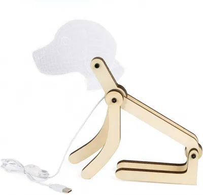 Image de Lampe de table « Chien » 18,5 x 34,5 cm, bois blanc/naturel