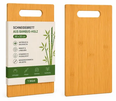 Produktbild von Bambus Schneidebrett 20 x 33 cm – Küchenbrett mit Grifföffnung