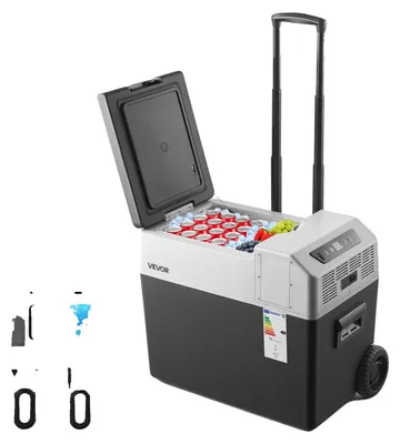 Obrázek produktu pro Chladicí box VEVOR s kompresorem, 40 l, autochladnička s madlem, ovládáním přes aplikaci a kolečky, 12 V/24 V DC, 100–240 V AC, -22 °C až 10 °C, elektrický mrazicí box pro nákladní vozy, dodávky, obytné vozy, SUV a kempování