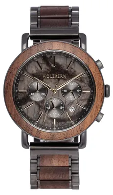 Produktbild von Holzkern Herrenuhr Quarz Chronograph Askja Marmor/Walnuss II