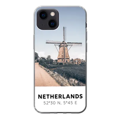 Produktbild von MuchoWow® Handyhülle Schutzhülle Hülle für iPhone 13 mini Niederlande - Mühle - Wiese Silikon Softcase Handy Hülle - Softcase
