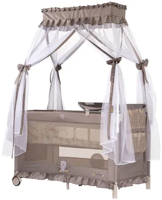 Productafbeelding van Chipolino Reisbed Palace, met hemelbed en muggennet, twee niveaus, verschoningstafel, beige/bruin