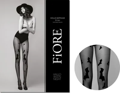 Produktbild von Schwarze Halloween-Strumpfhosen in Fledermäusen 2 Black