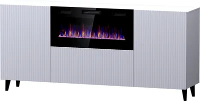 Produktbild von Furniture24 Kommode Pafos mit Kamin Wohnzimmerschrank mit 2 Klappe 2 Türen Weiß matt