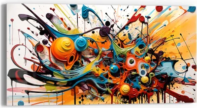Produktbild von DEQOART Glasbild Echtglas 60x30 cm 'Chaos in Harmonie' Wandbild Bild modern Deko