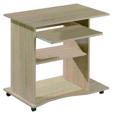 Schreibtisch, Spanplatte, Rollen, Eichenoptik, 80x50x75 cm
