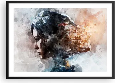 Produktbild von Gerahmtes Poster - Schwarzer Rahmen - Frau Abstraktion - 70x50 cm - Wand Bild - Wanddeko - Wandbilder - Kunstposter - Wandposter - Bilderrahmen - Bilder - Kunstdruck - Wandbild - P2BAA70x50-3956