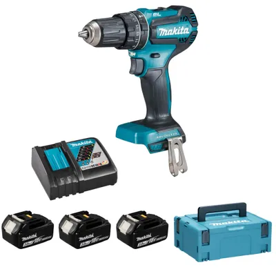 Produktbild von Makita DHP485RF3J Akku Schlagbohrschrauber 18 V LXT 50 Nm bürstenlos 3 x 3,0 Ah