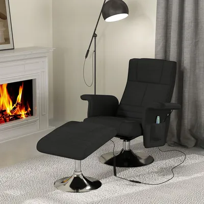 Produktbild von Massagesessel mit Hocker, neigbare Lehne, 78 x 95 x 88 cm, Schwarz, Polyester