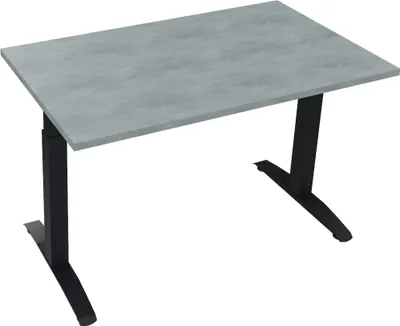 Produktbild von Schreibtisch Kufe Einzels. Quadrat B1200xT700xH650-850 an/Beton hell