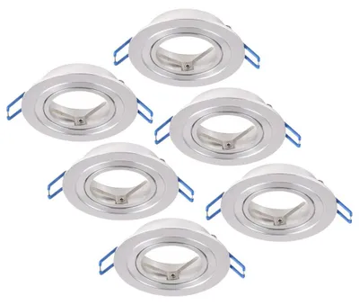 Produktbild von hoftronic LED Einbaustrahler 6er Set GU10 Schwenkbar Edelstahl Rund IP20