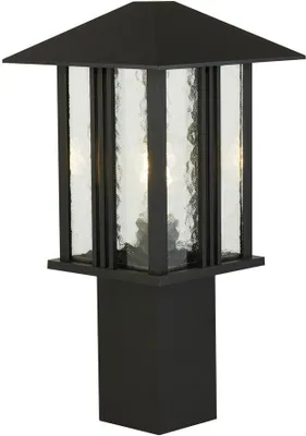 Produktbild von Wegeleuchte Glas E27 IP44 45 cm hoch Schwarz Rustikal Außenleuchte