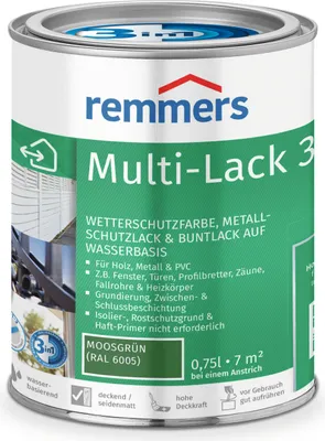 Produktbild von Remmers Multi-Lack 3in1 moosgrün (RAL 6005) 0,75 l, Lackfarbe