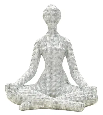 Produktbild von Skulptur Zen Pearl – Meditierende Figur Yoga in Silberoptik 23cm