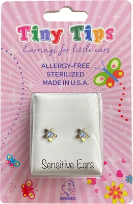 Produktbild von Studex Sensitive​ Tiny Tips Chirurgenstahl Ohrstecker vergoldet Stern mit April-Kristall