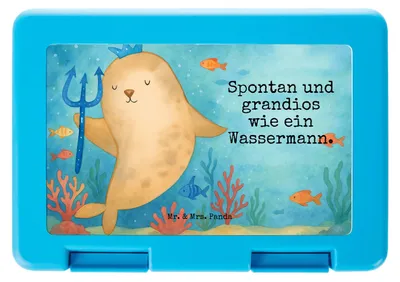 Produktbild von Mr. & Mrs. Panda Bento Box Sternzeichen Wassermann Design - Weiß - Geschenk, Butterbrotdose, Lunchbox, Lebensmittel Aufbewahrungsbox, Geburtstag Januar, Frühstücksbox