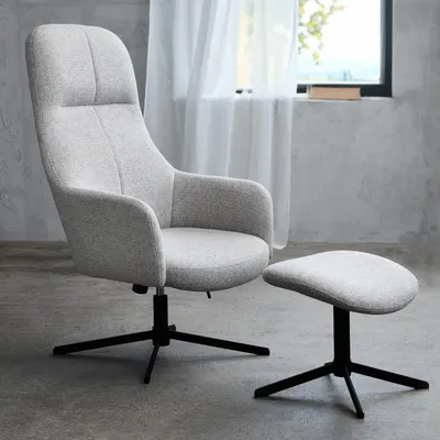 Productafbeelding van Fauteuil Manning Met Voetenbank Naturel/Zwart - Giga Living
