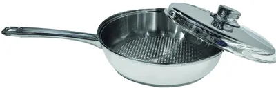 Braadpan Ø 26 cm, Edelstahl, mit Deckel, Wabenboden, Antihaft