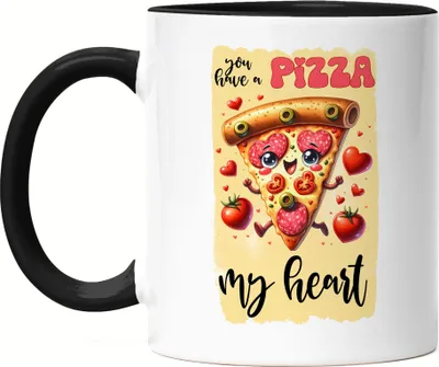 Produktbild von You Have a Pizza My Heart Tasse Schwarz Pizza Liebe Herz Valentinstag Geschenk