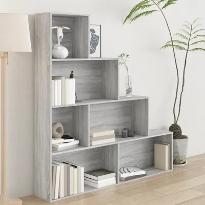 Image de The Living Store Bibliothèque Gris Sonoma 155x24x160 cm