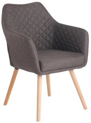 Produktbild von CLP Esszimmerstuhl Gent mit Armlehne, Sessel mit Holzgestell, moderner Küchenstuhl, Farbe: dunkelgrau, Gestellfarbe: natur
