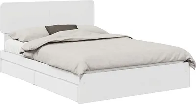 Produktbild von Stauraumbett 160x200 cm mit Kopfteil Weiß - Modernes Bettgestell aus Holzwerkstoff mit Schubladen und Lattenrost, Doppelbett für Schlafzimmer und Jugendzimmer