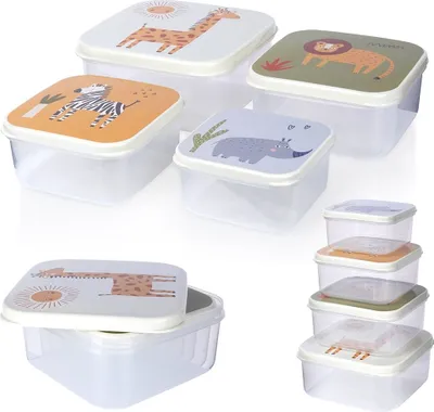 Produktbild von Lebensmittelbehälter Brotdose Lebensmittelbox Lunchbox Kunststoff-Behälter für Kinder 4 Stk.