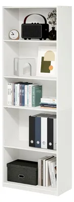 Produktbild von Gehry 5-stufiges Bücherregal mit verstellbaren Regalen in Weiß