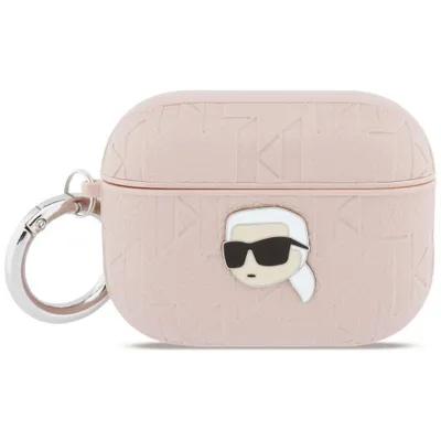 Image de Housse Case AirPods Pro 3 Karl Lagerfeld plastique rose logo Karl métal Pin