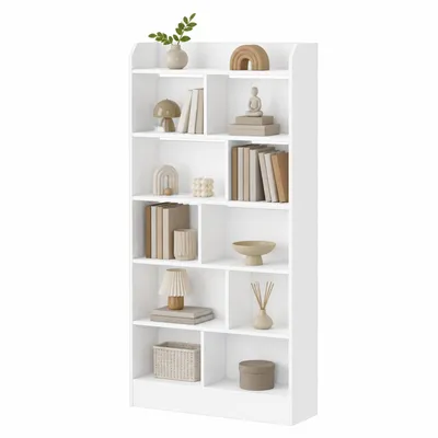 Produktbild von Bücherregal Bücherschrank 6 Fach Standregal, 24 x 80 x 170 cm Weiß | Aufbewahrungsregal, für Wohnzimmer Büro Schlafzimmer