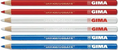 Image de GIMA Crayon dermographique rouge Set de crayons dermographiques, blanc, 6pcs