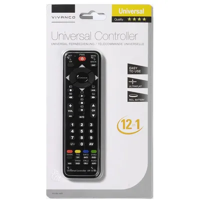 Produktbild von ViVanco™UR 12 BN, CD/MD, DVD/Blu-ray, SAT, TV, Beistellgerät, VCR, Drucktasten, Schwarz