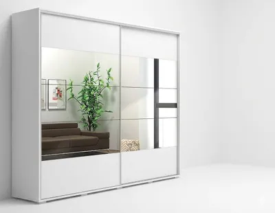 Zdjęcie produktu dla Szafa A17 biała z 2 drzwiami przesuwnymi, z lustrem – 100 x 62 x 245 cm