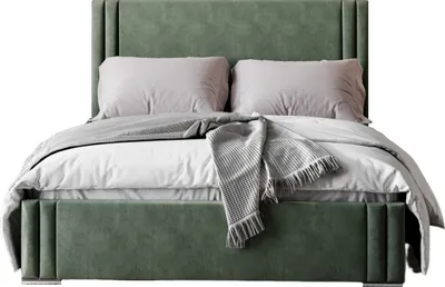 Produktbild von FURMEB24 - LONDON 120 x 200 cm - Boxspringbett mit Bettkasten - Polsterbett mit Holzrahmen - Doppelbett mit h¶her Kopsttze -  Grn