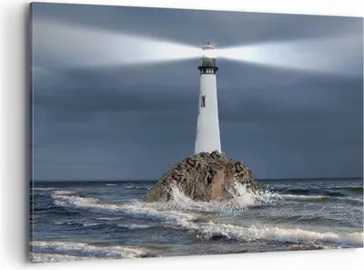 Produktbild von Bild auf Leinwand - Leinwandbild - Leuchtturm Meer - 120x80cm - Wand Bild - Wanddeko - Wandbilder - Leinwanddruck - Bilder - Kunstdruck - Wanddekoration - Leinwand bilder - Wandkunst - AA120x80-3550