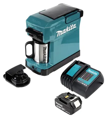 Immagine prodotto di Makita DCM 501 RT Macchina da caffè a batteria portatile + 1x batteria 5,0 Ah e caricabatterie