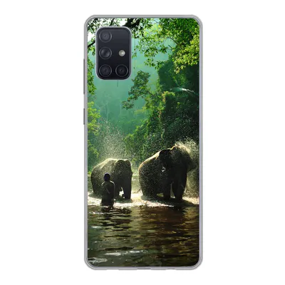 Produktbild von MuchoWow® Handyhülle Schutzhülle Hülle für Samsung Galaxy A51 5G Elefant - Wasser - Bäume - Grün - Tiere Silikon Softcase Handy Hülle - Abbildung