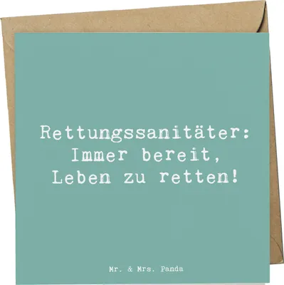 Produktbild von Mr. & Mrs. Panda Glückwunschkarte Spruch Rettungssanitäter Held - Meeresbrise - Geschenk, Lebensretter, Bedanken, Grußkarte, anlasskarte, handgefertigt, Dankbarkeit
